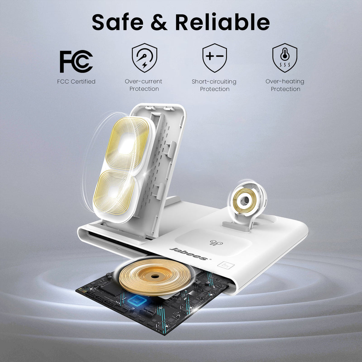 PowerGlow - PowerGlow 4-In-1 Foldable Wireless Charging Station with LED Night Light