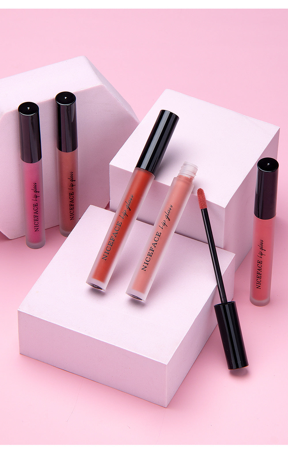 Niceface New Quality Lip Glaze Velvet Matte Lip Glaze Set Matte Non-stick Cup Holder Liquid Lipstick