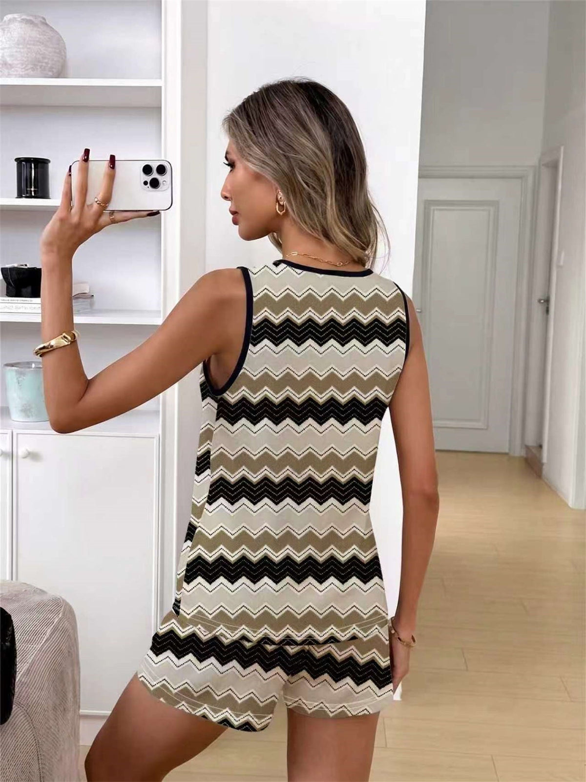 Women's European And American Thin Printed Casual Suit