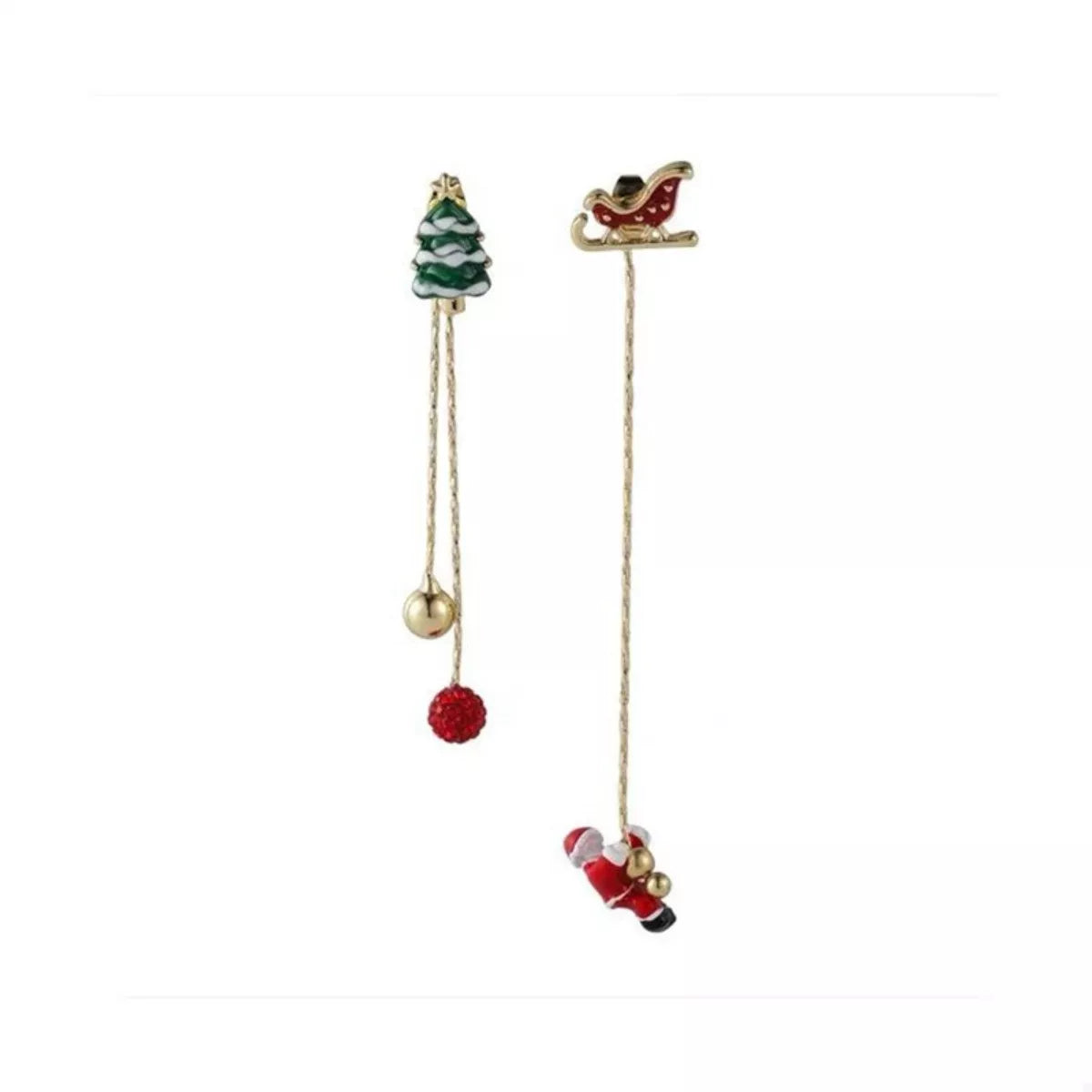 Christmas Tree & Santa Claus Drop Earrings