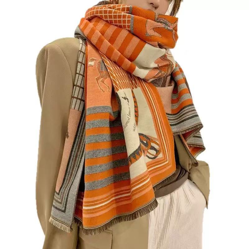 Womens Winter Cashmere-Feel CapeShoulder Wrap Outerwear