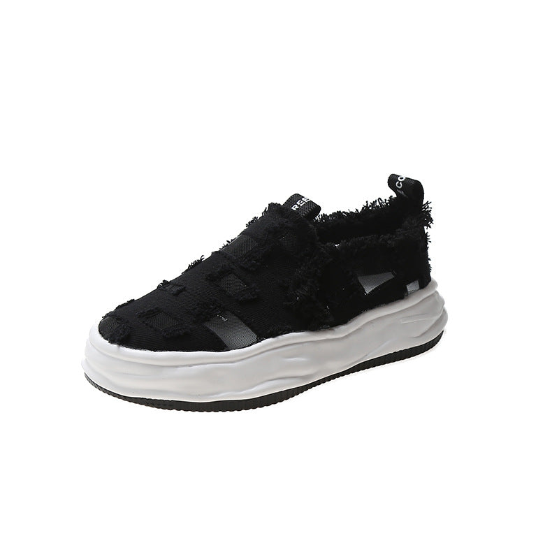 Beggar Shoes Thick-soled Canvas Shoes Mesh Hollow Holes Casual Shoes