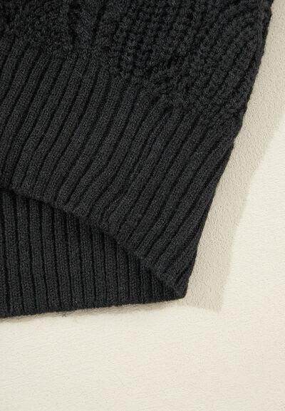Openwork V-Neck Long Sleeve Sweater for Women Fashion
