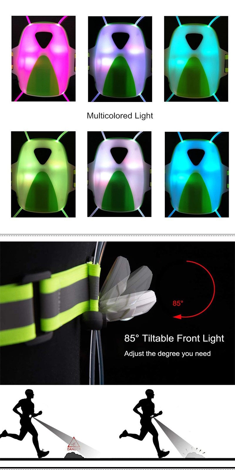 Outdoor Sports Lights USB Charging Detachable Reflective Vest