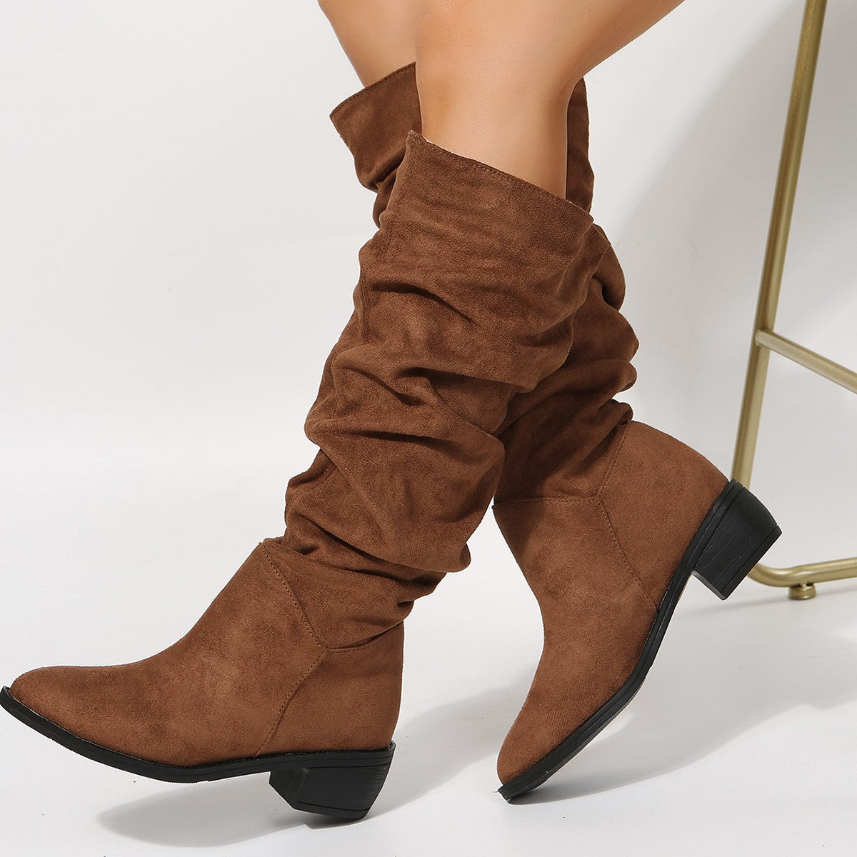 Womens New Winter Pleated Long Boots