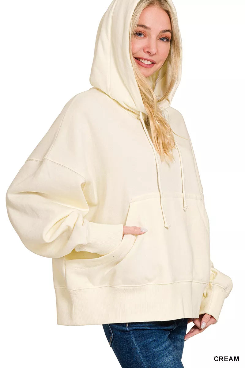Zenana Oversized Fleece Kangaroo Pocket Hoodie
