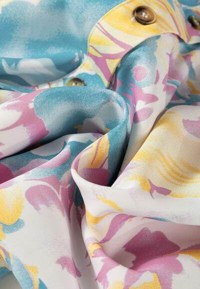Printed Button Down Lantern Sleeve Shirt for Women
