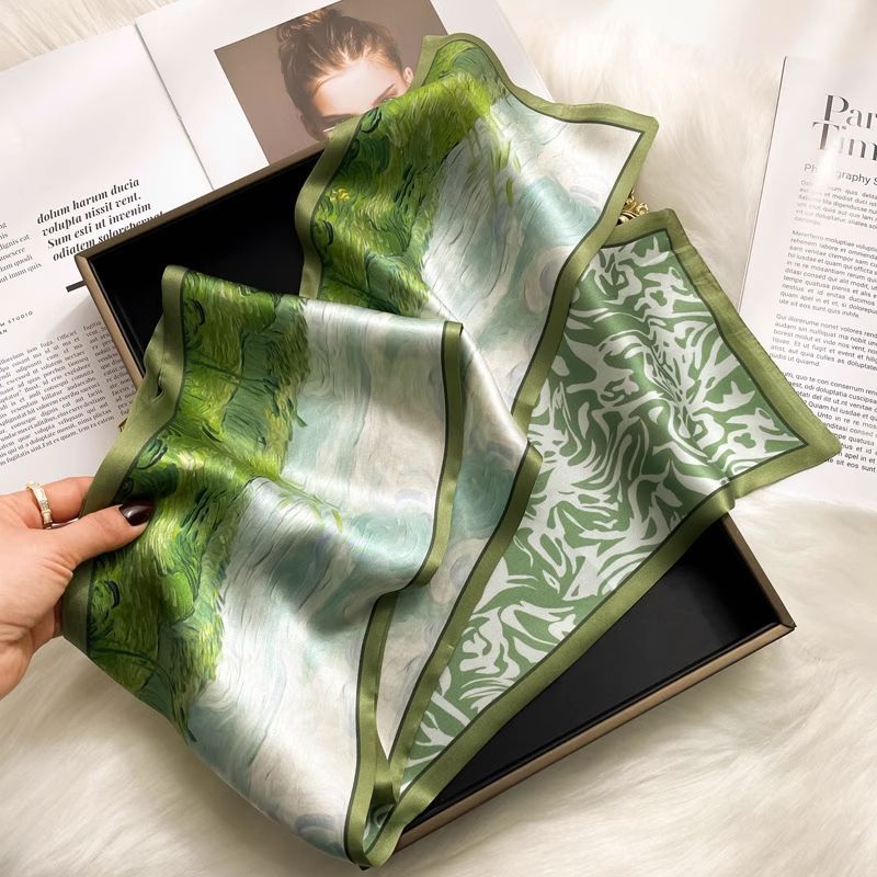 Floral-print Neck Scarf Springsummer Silk Scarf