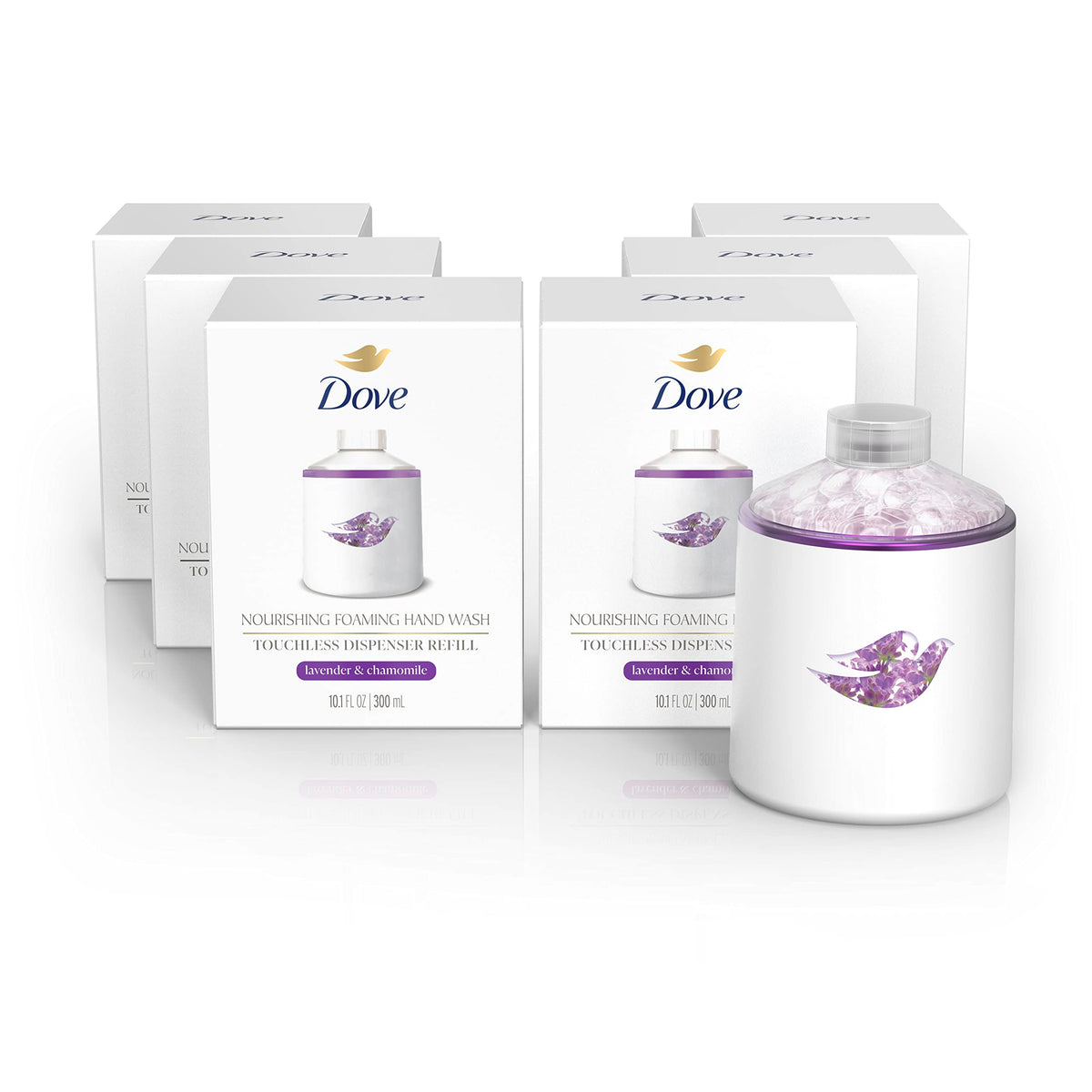 Dove Nourishing Foaming Hand Wash Touchless Dispenser Refill Lavender and Chamomile Moisturizing Hand Wash for Lasting Nourishment 10.1 oz 6-pack