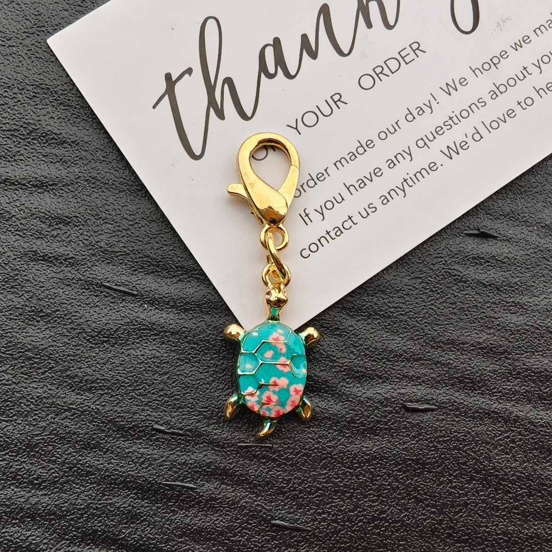 Colorful Oil-drop Turtle Keychain Pendant, Alloy Accessory, Creative Design