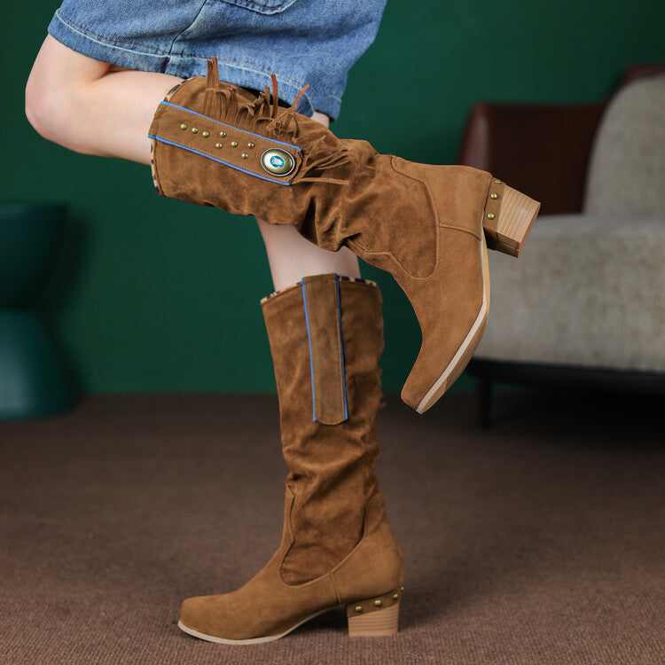 Woman Square Heel Shoe Booties