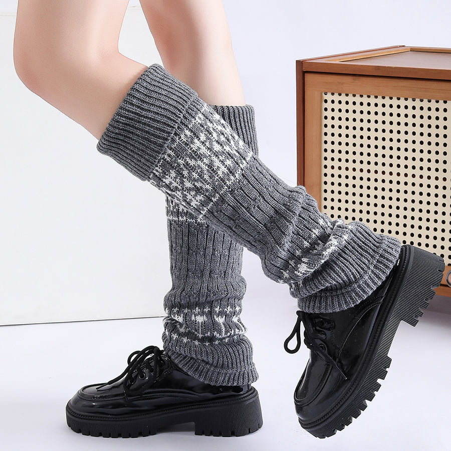 Calcetines Fair Isle Knit Boot Socks Stackable Mid Calf Socks Women Winter Snow Boots Accessories Warm Leg