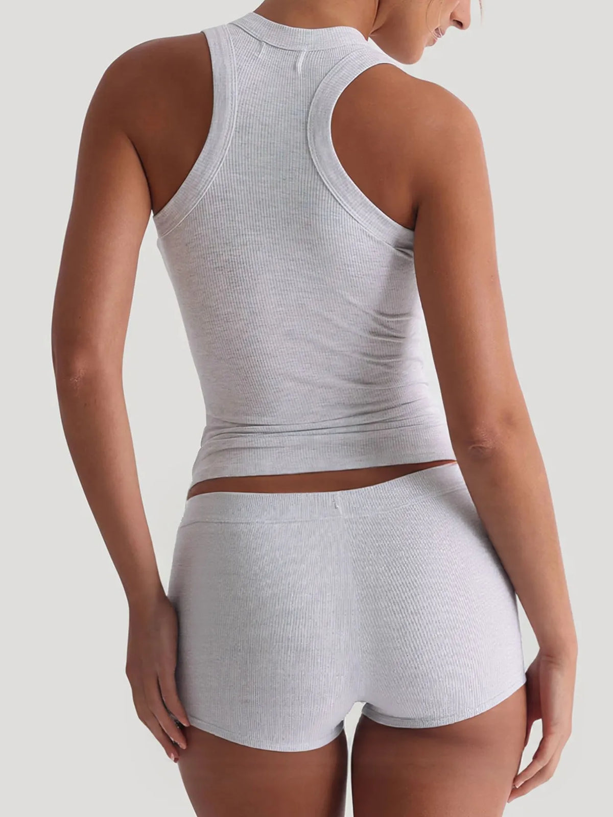 Ribbed Tank Top and Shorts Active Set