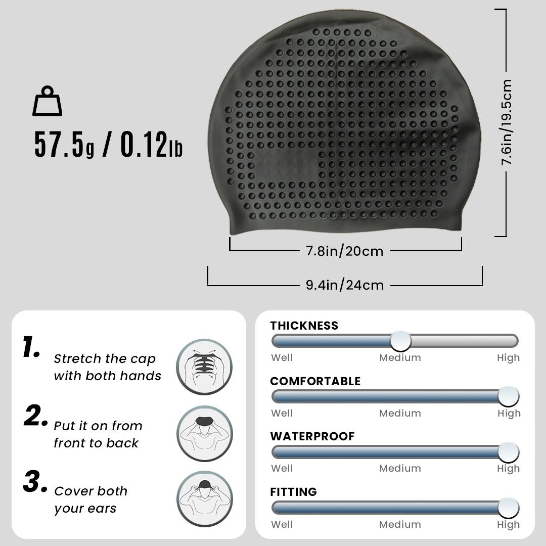 Bubble Surface Silicone Swimming Cap for Men, Women & Teens