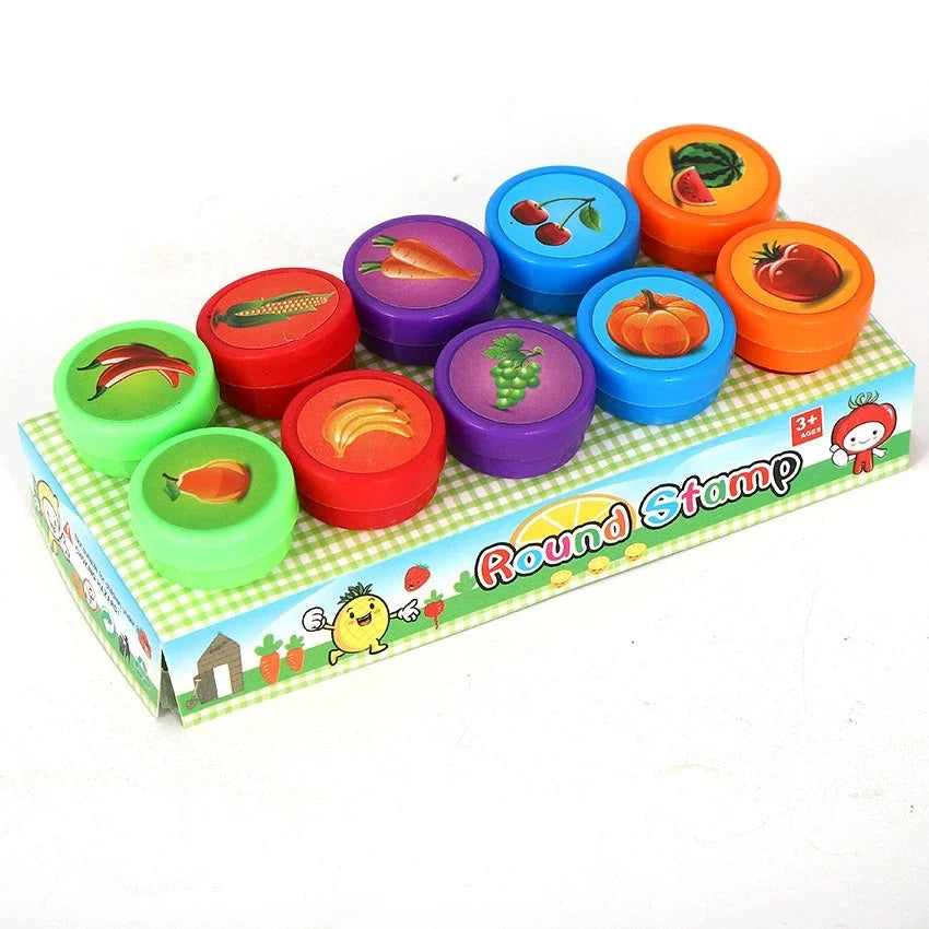 10PCS Kids Self Ink Stamps Set for DIY Crafts