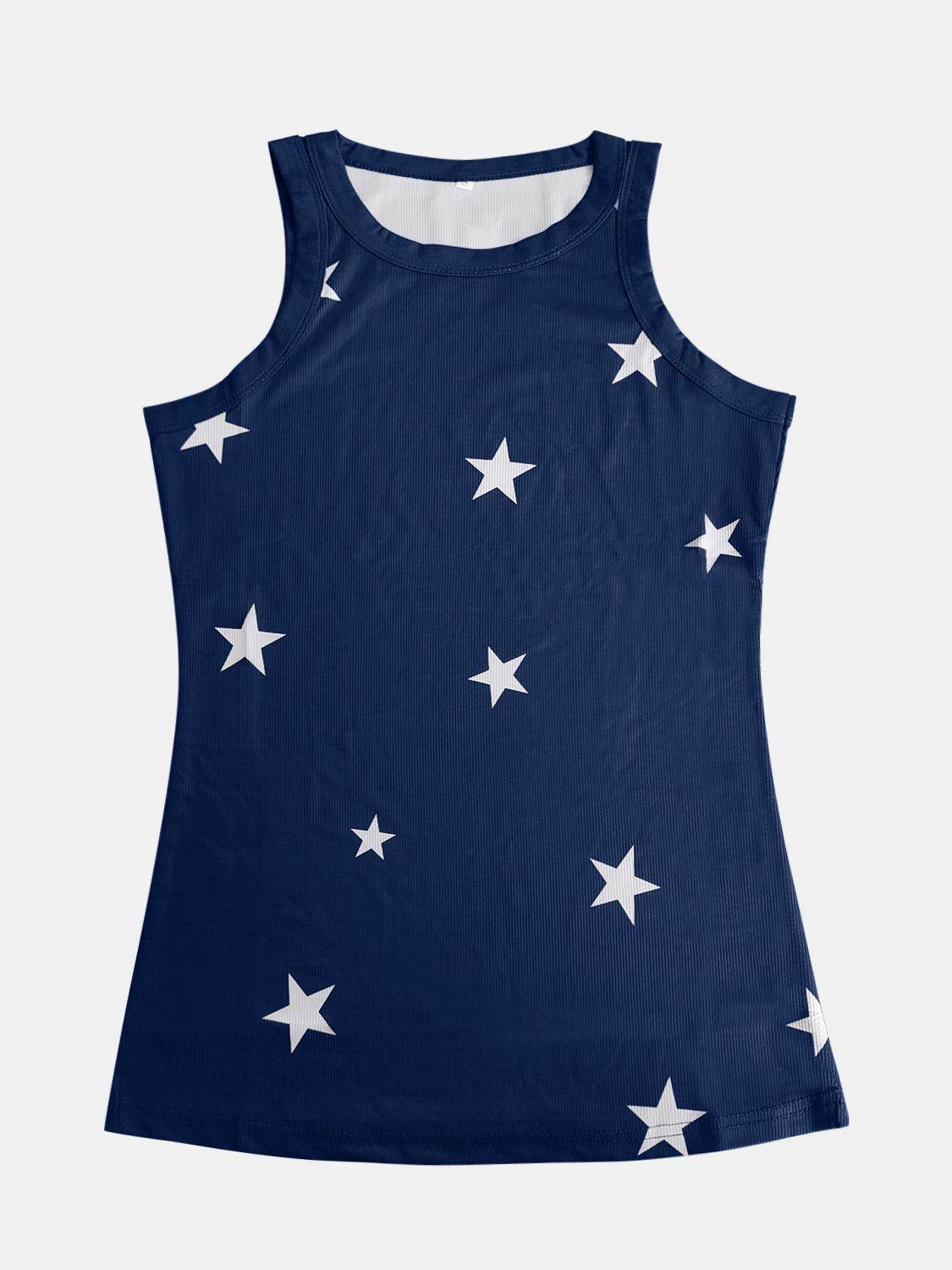 Full Size Star Round Neck Tank for Women in Multiple Sizes