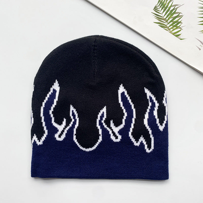 Hip-hop Street-style Flame Knitted Hat For Men