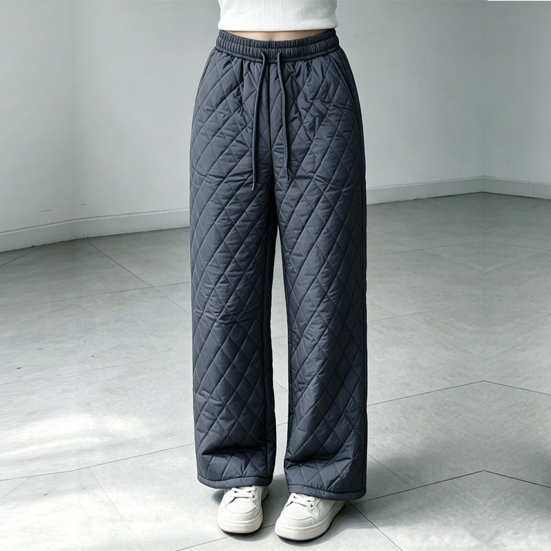 Retro Elastic-waist Ultrasonic Cotton Pants