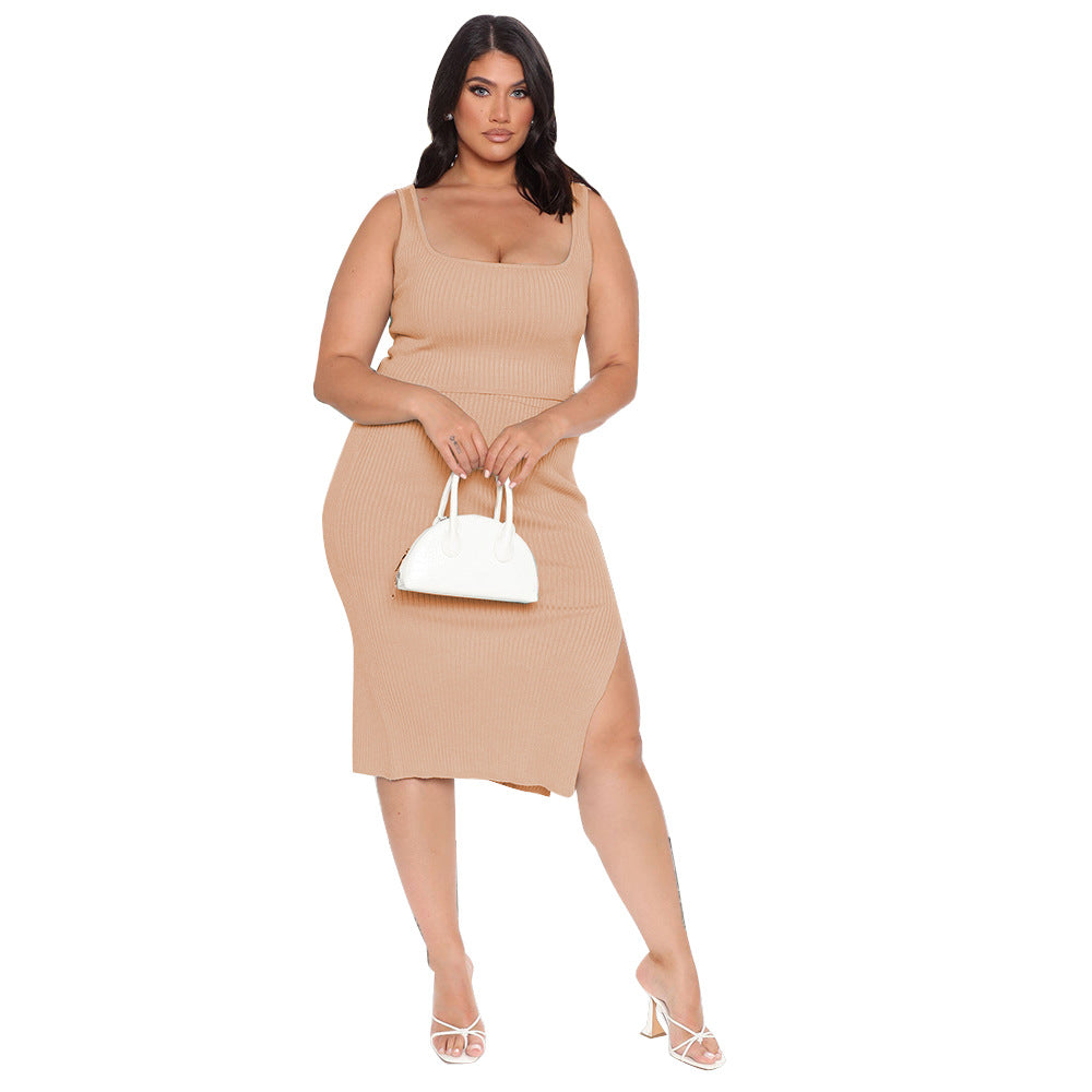 Women's Fat Woman Plus Size Solid Color Big Pit Strip