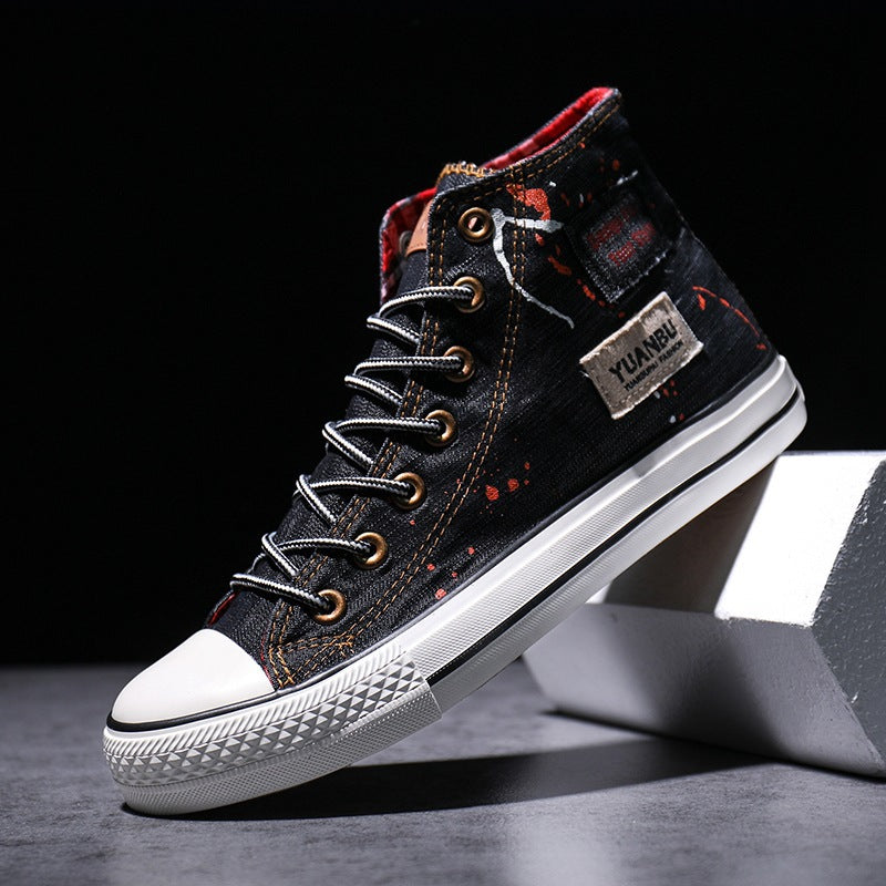 Men's Denim Canvas Shoes Trendy High-top Shoes