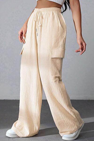 Drawstring Pocketed Wide Leg Pants for Comfortable Style