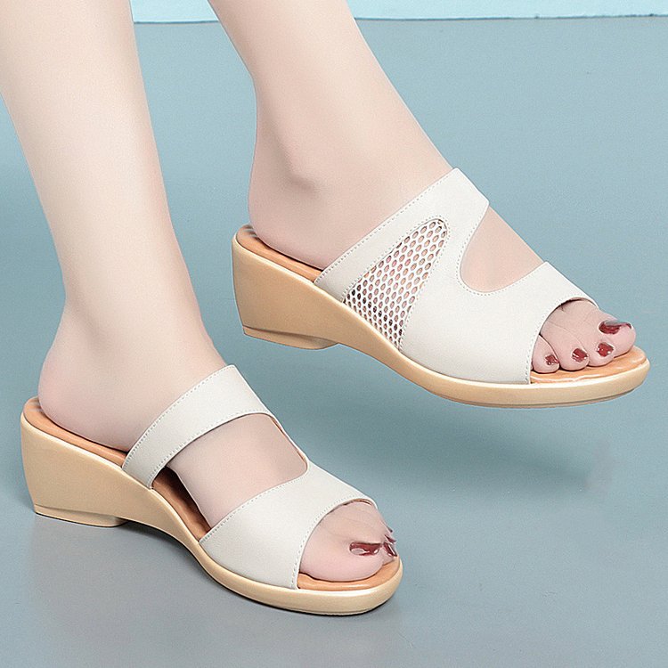 Wedge Sandals Women's Platform Platform Hollow-out Mid Heel Peep Toe Slippers
