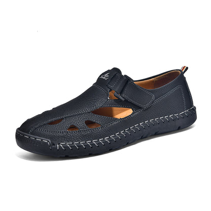 Breathable Hand-Sewn Mens Closed-Toe Sandals