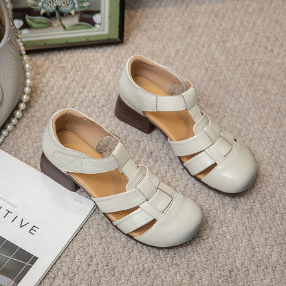 Retro Woven Chunky-heel Sandals For Women