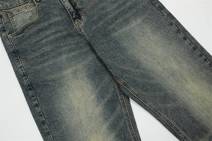 Contrast Color Washed Jeans For Men