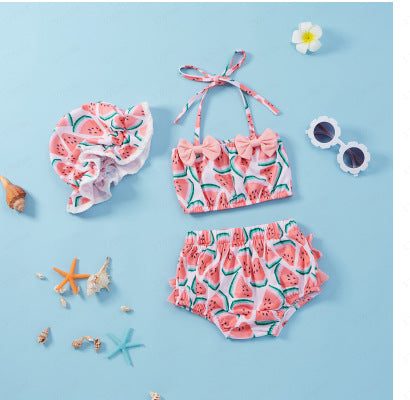 Girls' Bow Halter Lace-up Suit