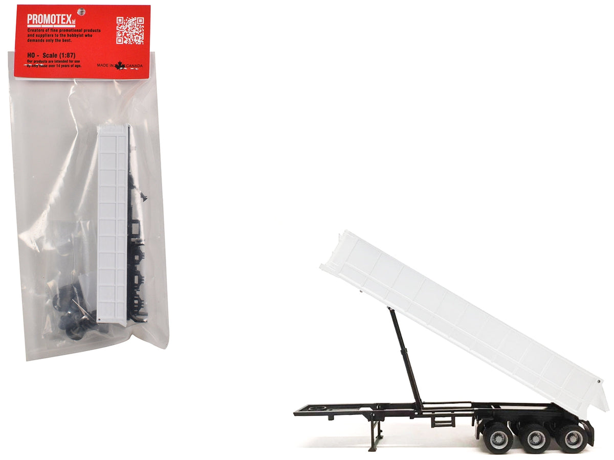3-Axle Dump Trailer White 1/87 (HO) Plastic Model by Promotex