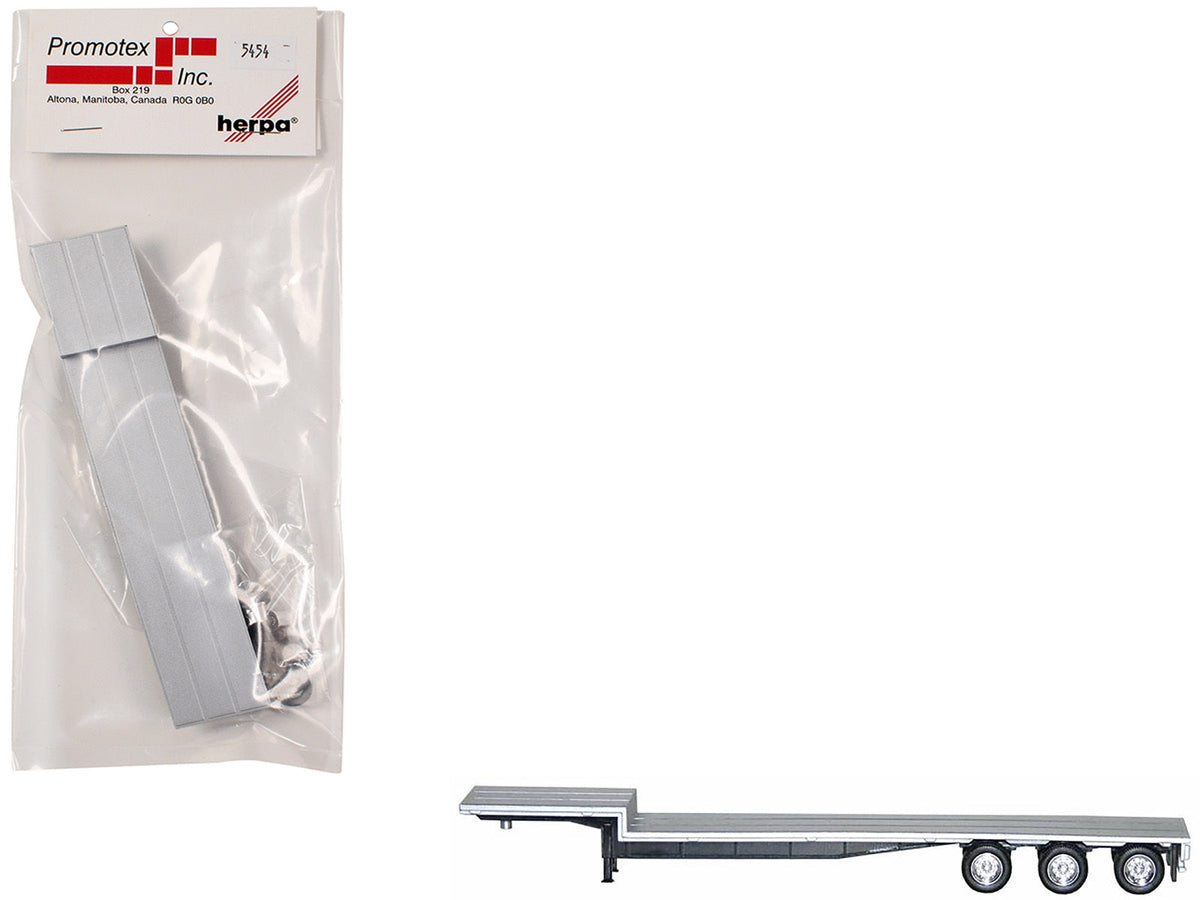 48ft 3-Axle Drop Deck Trailer with Chrome Wheels and Silver Top 1/87 (HO) Plastic Model by Promotex