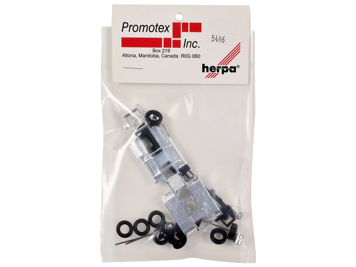 Chrome Chassis Kit for Kenworth or Peterbilt Cab 1/87 (HO) Plastic Model by Promotex