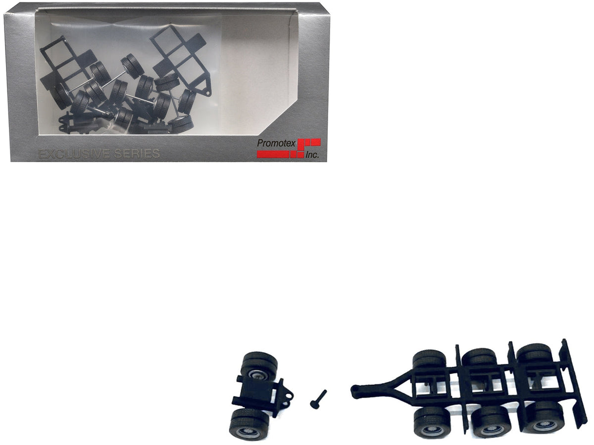 Lowboy Tri-Axle Booster with Integrated Rear Axle and Fenders (2 Sets) 1/87 (HO) Plastic Model by Promotex