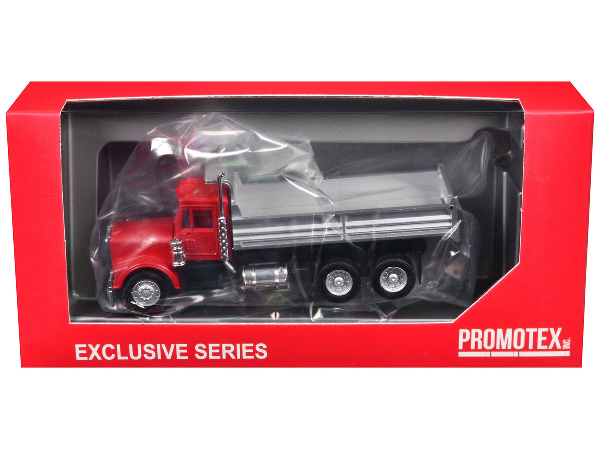 Peterbilt Dump Truck with Red Cab 1/87 (HO) Plastic Model by Promotex