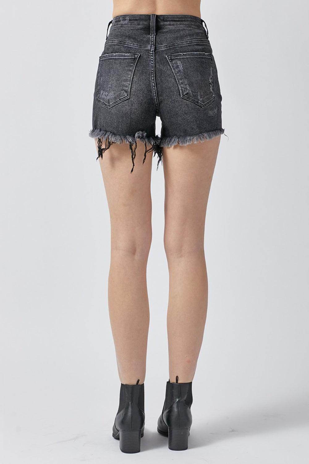RISEN Raw Hem Denim Shorts with Pockets for Women