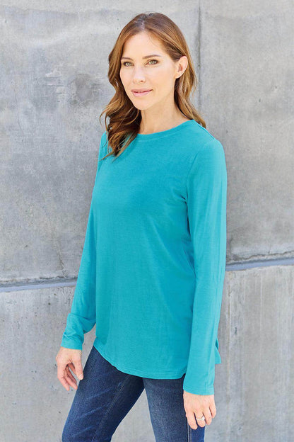 Basic Bae Full Size Round Neck Long Sleeve Top for Women