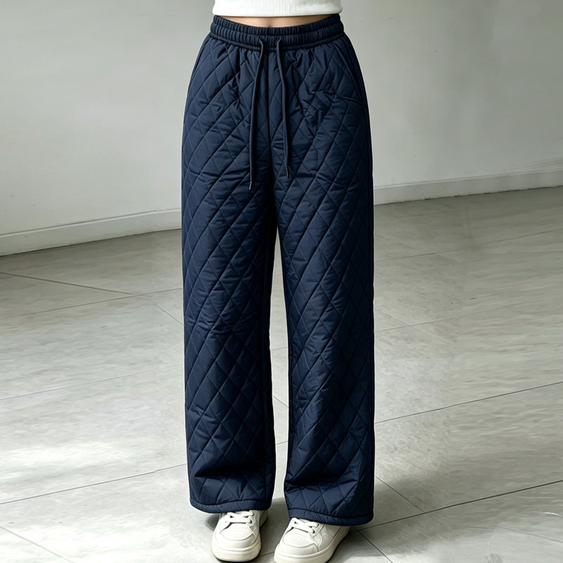 Retro Elastic-waist Ultrasonic Cotton Pants