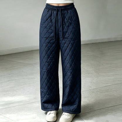 Retro Elastic-waist Ultrasonic Cotton Pants