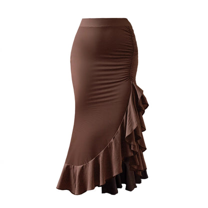 Irregular Ruffled Midi Skirt For Women