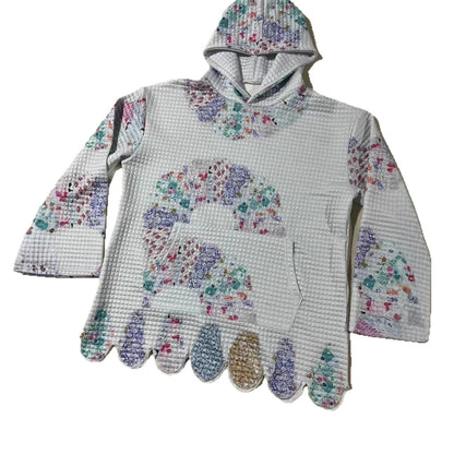 Womens Printed Small-Plaid Hooded Sweatshirt