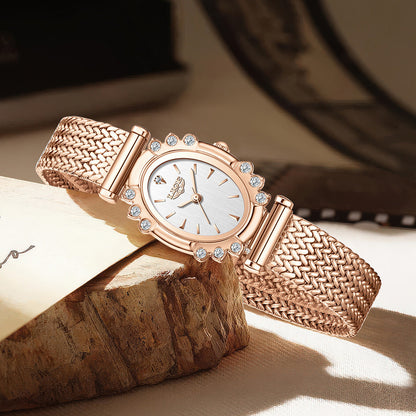 Womens Wheat-ear Strap Square Watch