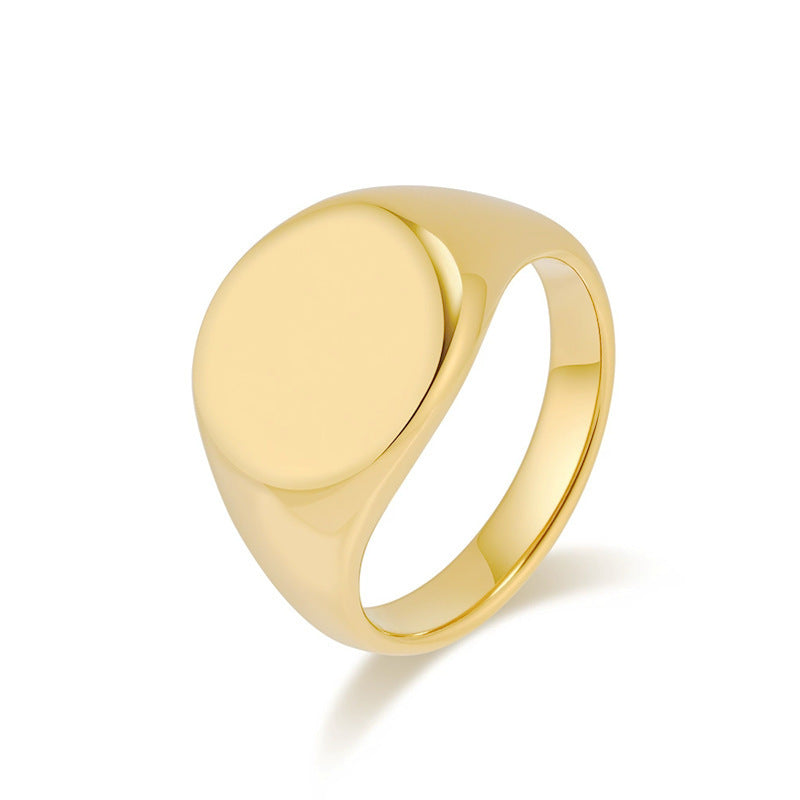 Minimalist Titanium Steel Men's Signet Ring Cool Tone Geometric Pattern Band Simple Modern Jewelry For Daily Wear