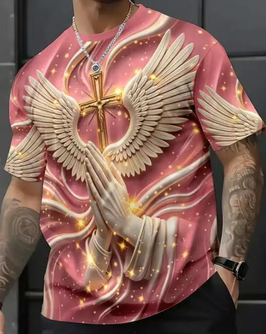 Men's And Women's Patterned Printed Short-sleeve Tops