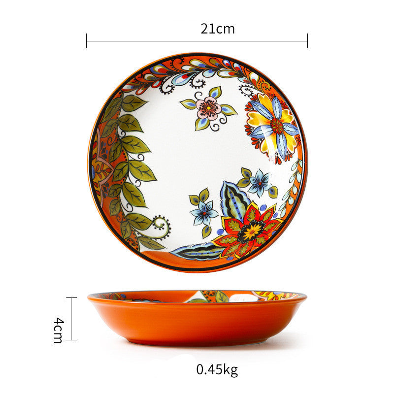 Ceramic Tableware Pastoral Dinner Plate