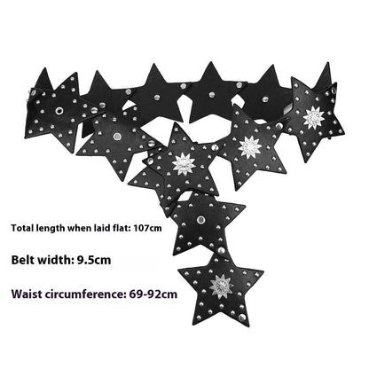 Exaggerated Waist Seal Five-pointed Star Patchwork Retro Street Women