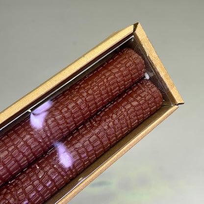 CREATIVE CO-OP (2 PACK) Snake Skin Print Taper Candle Unscented 10" Brown CD2230