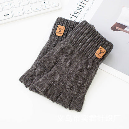 Half-finger Alpaca Wool Warm Knitted Gloves