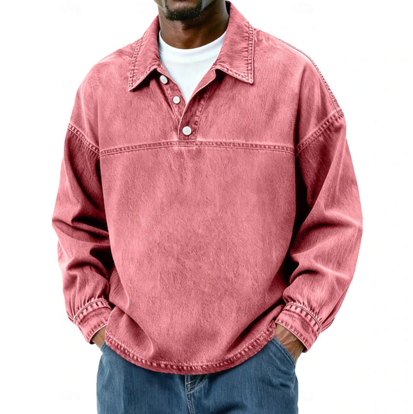 Men's Solid-Color Casual Long-Sleeve Top