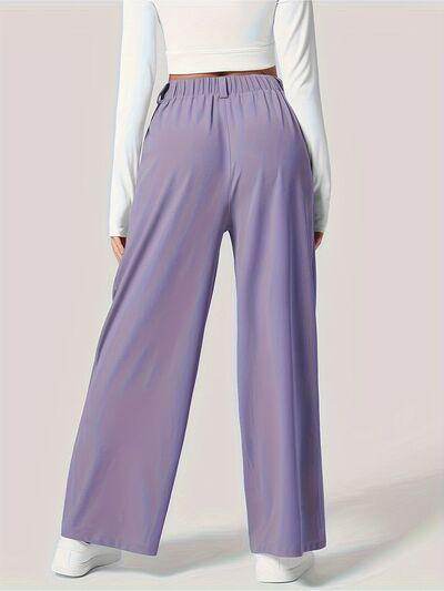 Wide Leg Pants with Pockets for Women in Sheer Style